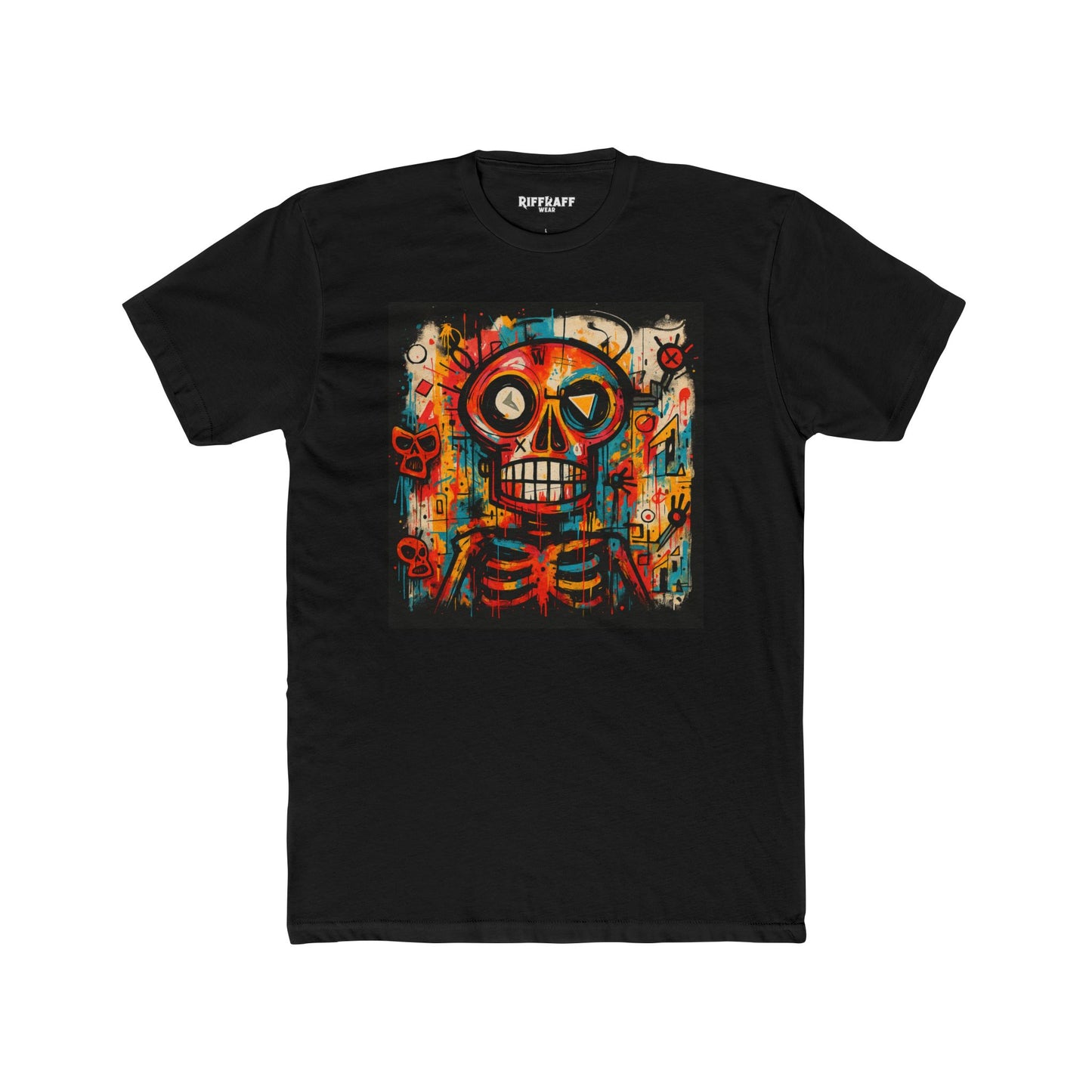 Colorful Skeleton Art Unisex Cotton Crew Tee - Day of the Dead Shirt - Riff Raff Wear