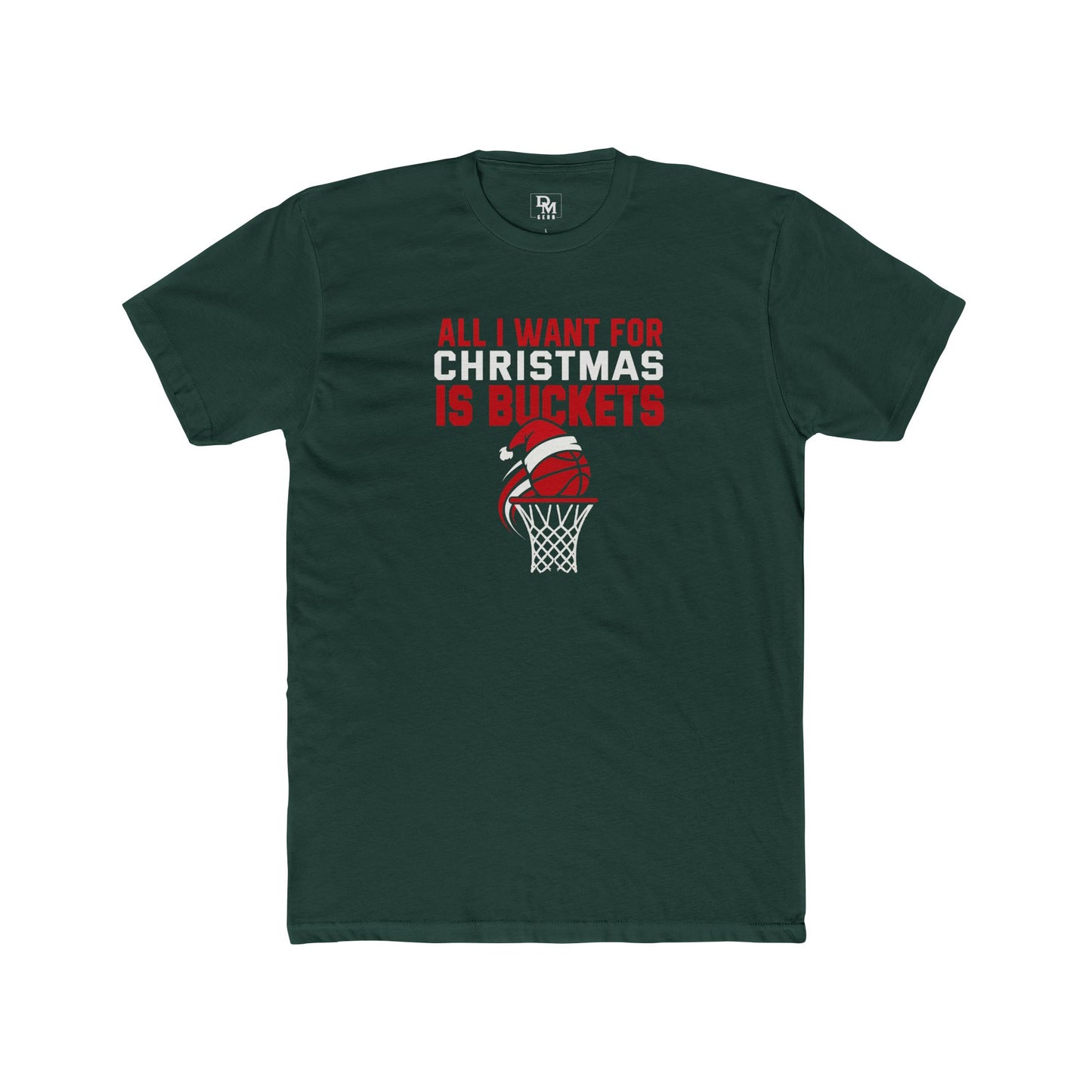 Basketball Christmas Tee — "All I Want For Christmas Is Buckets" Holiday Shirt