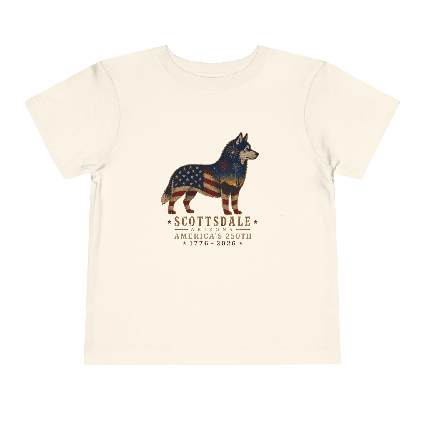 Toddler Tee — Scottsdale America’s 250th Flag Husky Dog Graphic