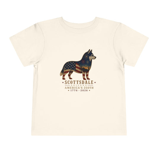 Toddler Tee — Scottsdale America’s 250th Flag Husky Dog Graphic