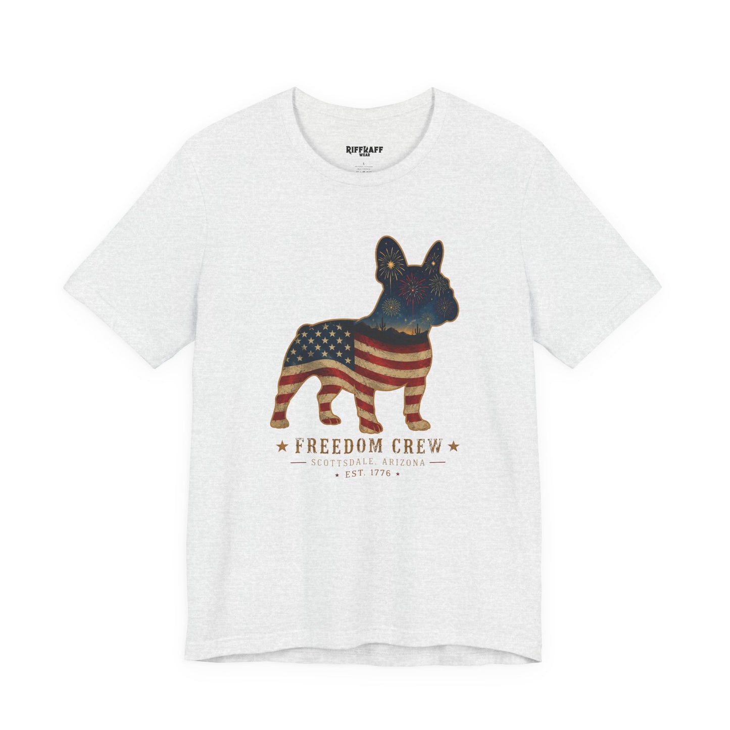 Freedom Crew Frenchie T-Shirt – Patriotic Bulldog Flag Tee