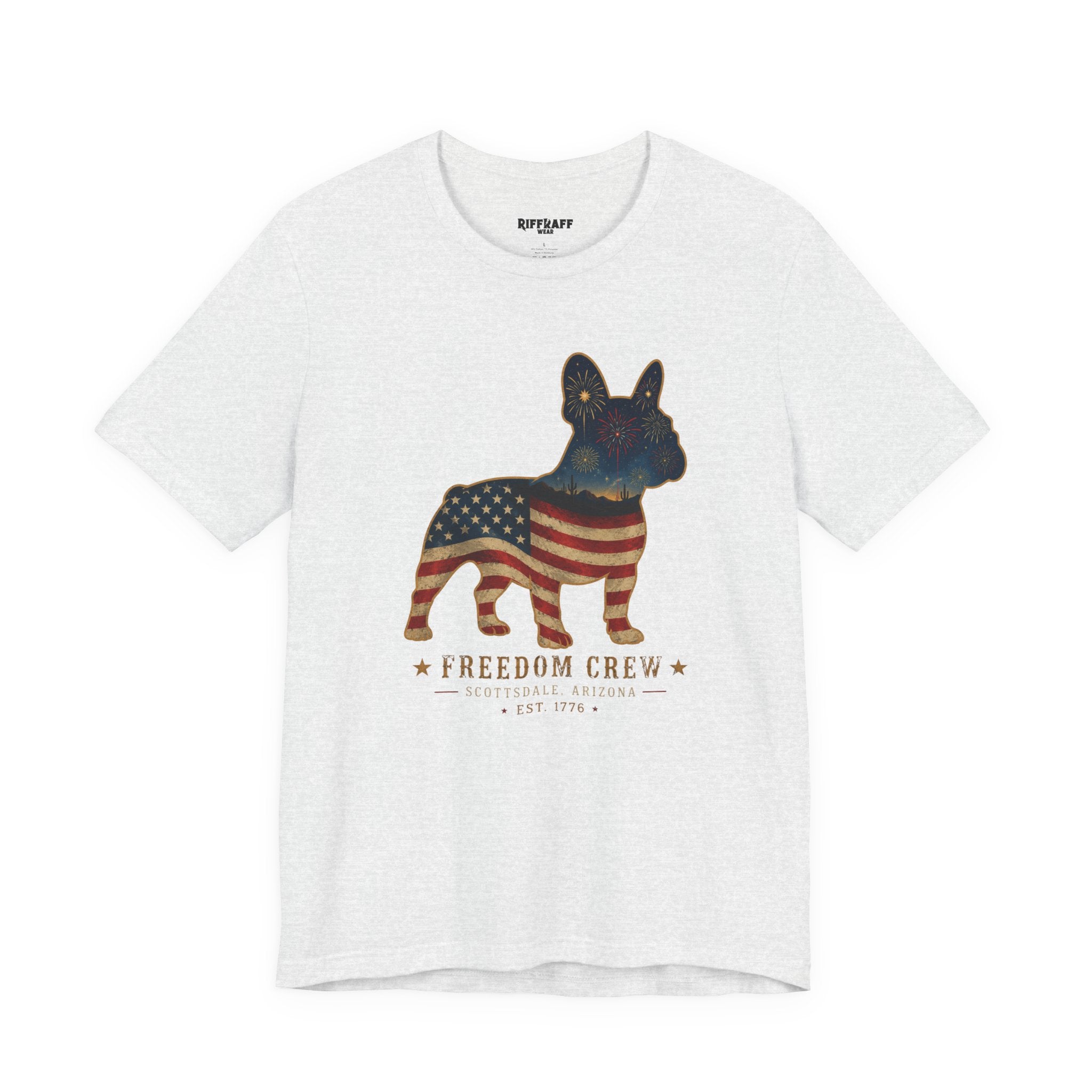 Freedom Crew Frenchie T-Shirt – Patriotic Bulldog Flag Tee