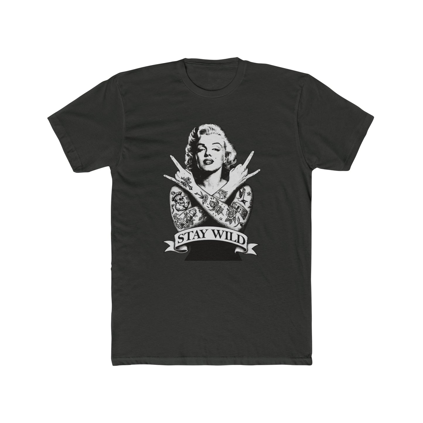 Stay Wild Unisex Cotton Crew Tee - Retro Tattoo Style Shirt - Riff Raff Wear