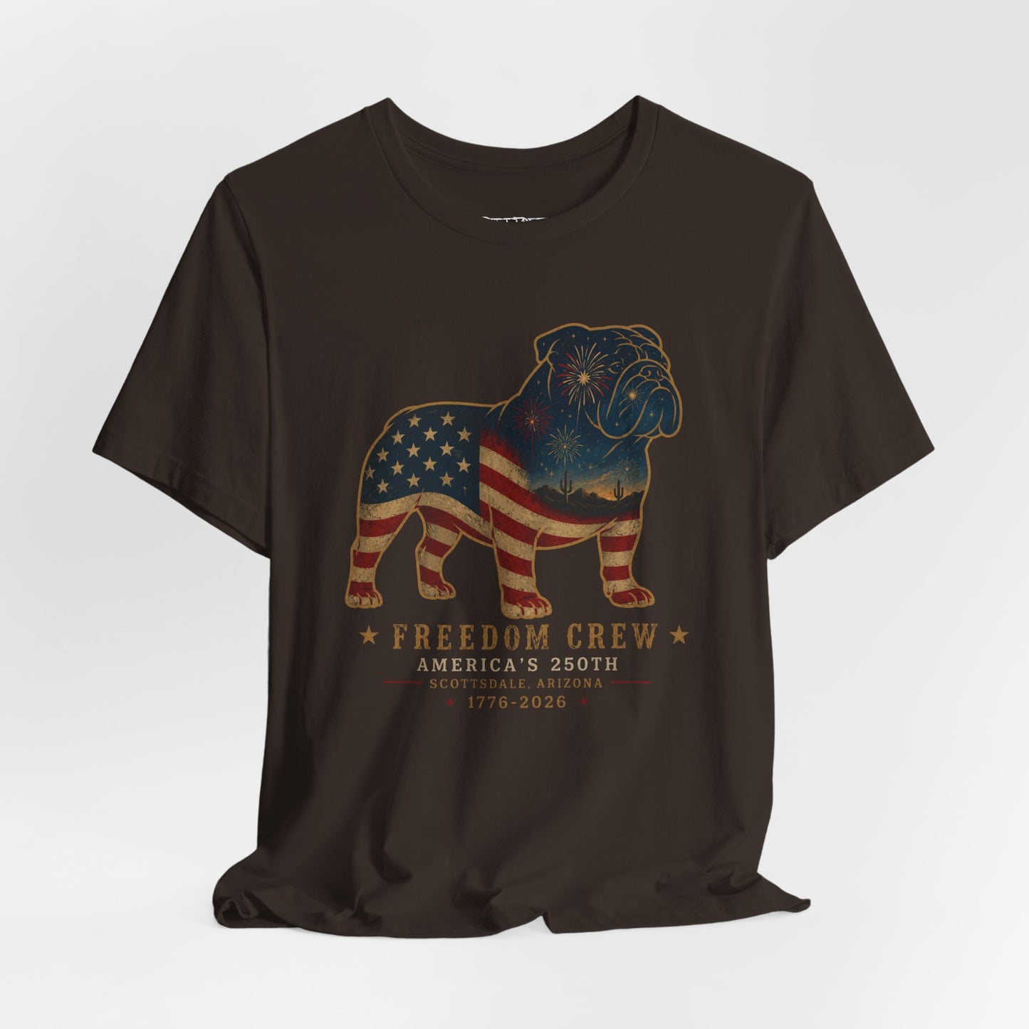 Freedom Crew English Bull Dog T-Shirt – Patriotic Bulldog Flag Tee