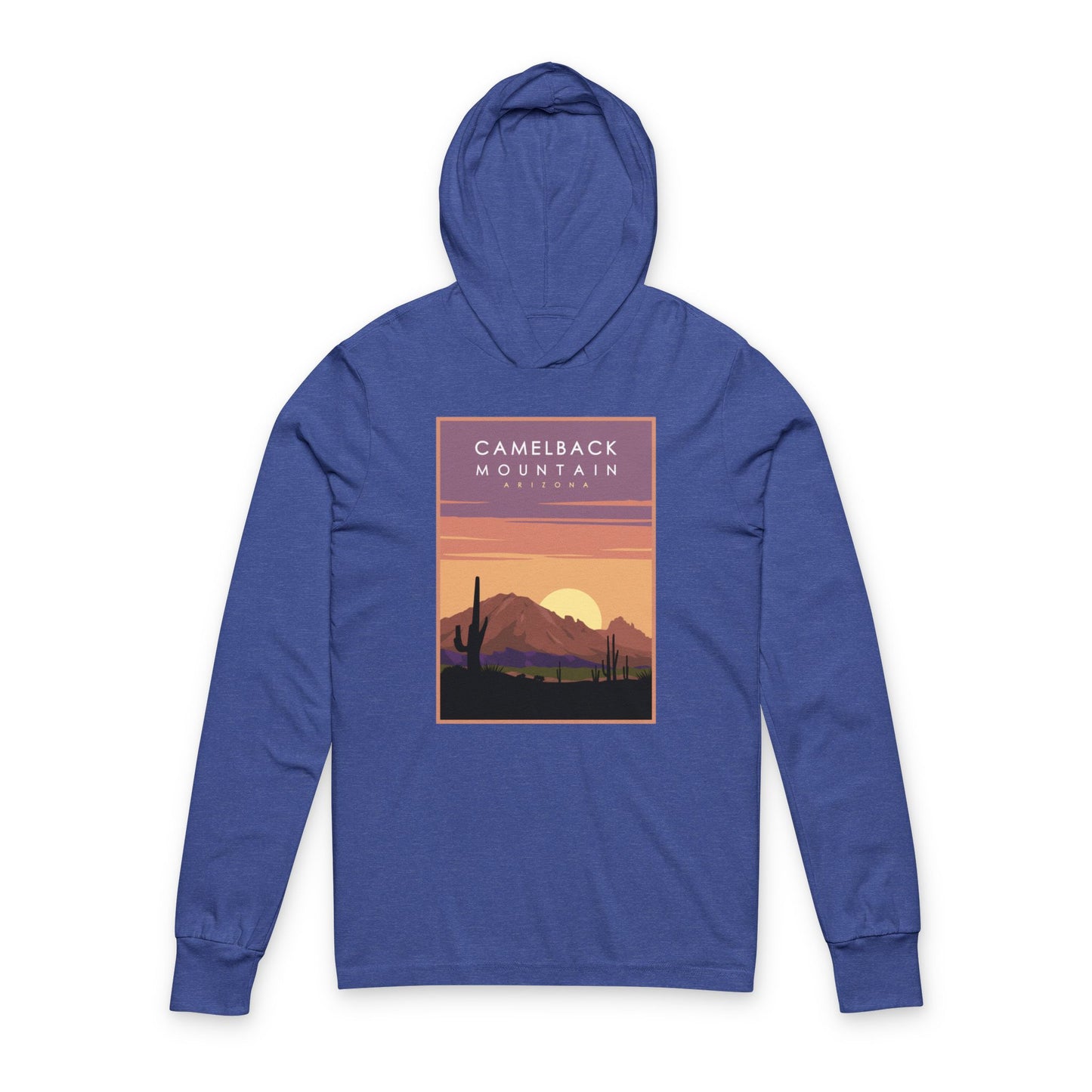 Hooded Long Sleeve Tee — Camelback Mountain Sunset Graphic
