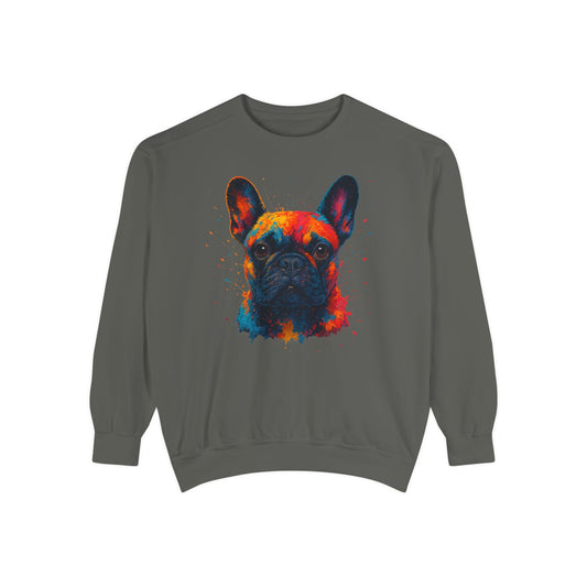 Colorful French Bulldog Sweatshirt - Unisex Garment-Dyed Design - Riff Raff Wear