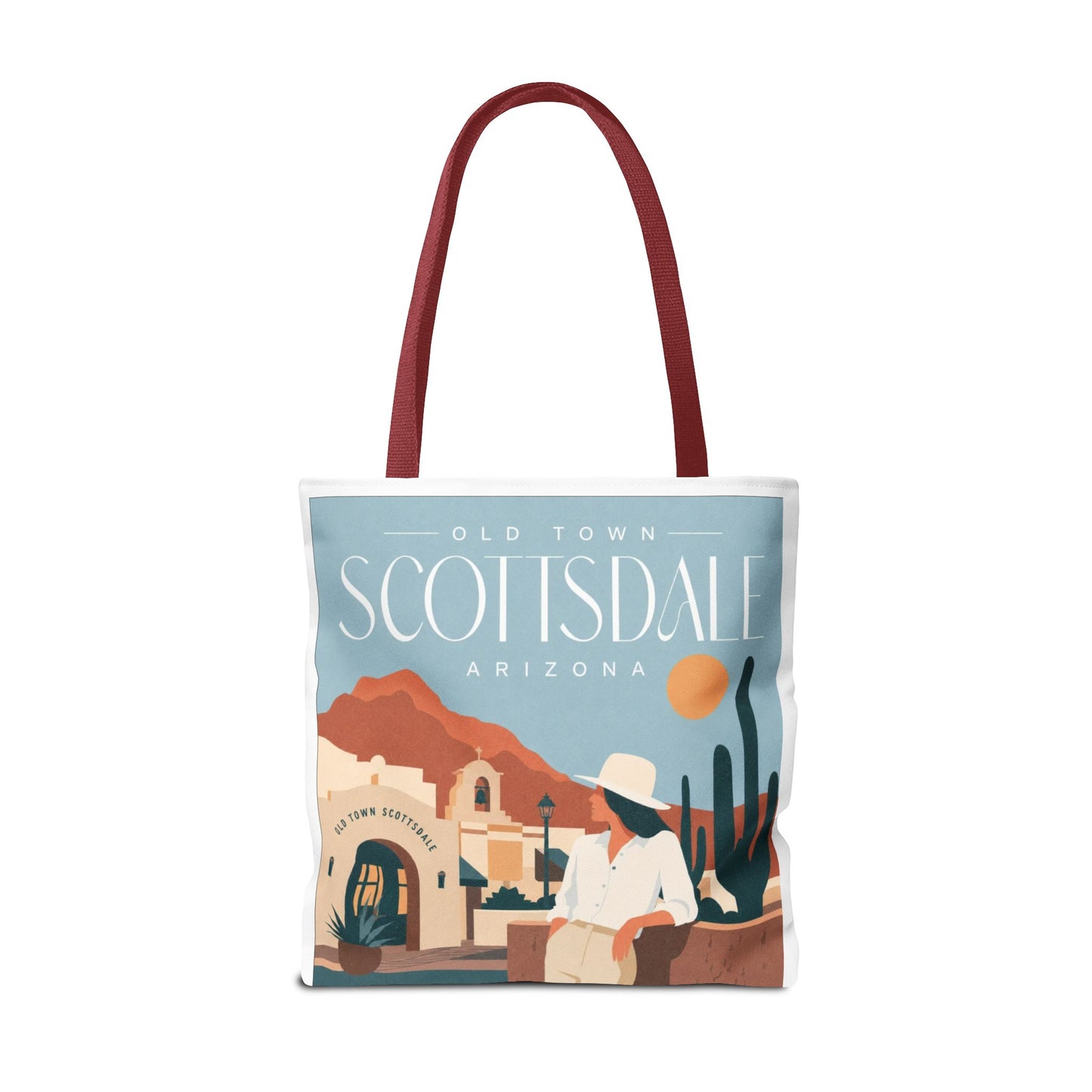 Scottsdale Arizona Vintage Travel Tote Bag — Old Town Desert Poster Design