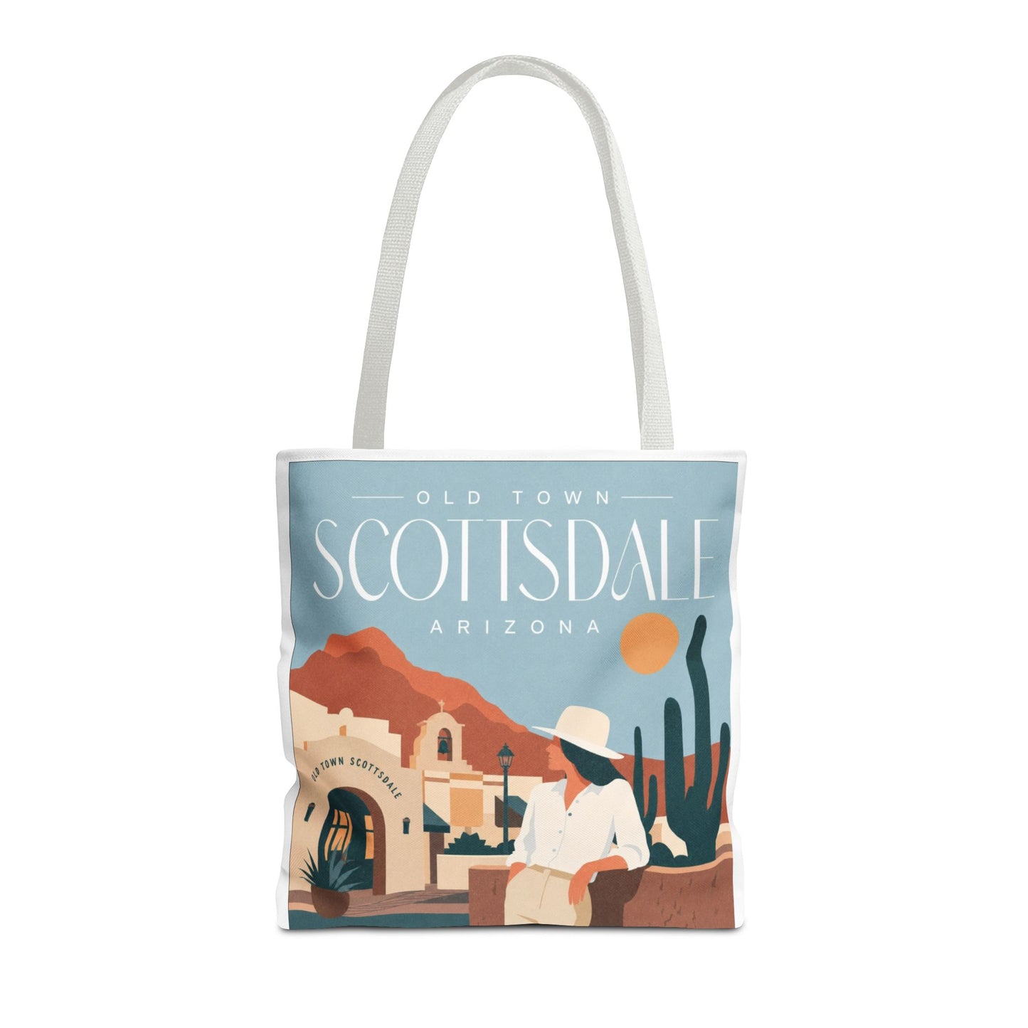 Scottsdale Arizona Vintage Travel Tote Bag — Old Town Desert Poster Design