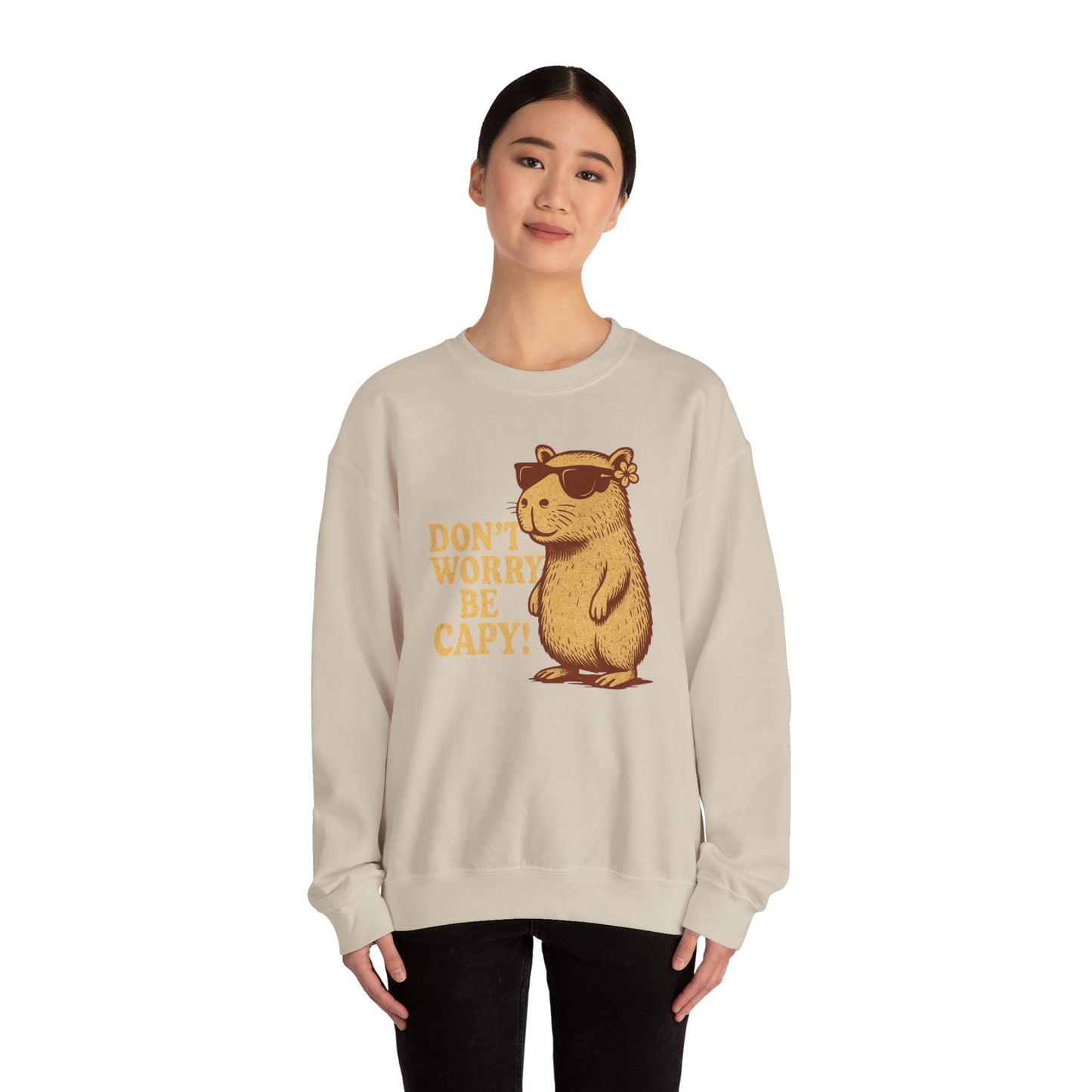 Don't Worry Be Capy! - Unisex Heavy Blend Crewneck Sweatshirt - Riff Raff Wear