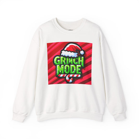 Grinch Mode Crewneck Sweatshirt, Christmas Attire, Holiday Sweatshirt, Festive Gift, Cozy Winter Wear, Funny Christmas Sweater - Riff Raff Wear