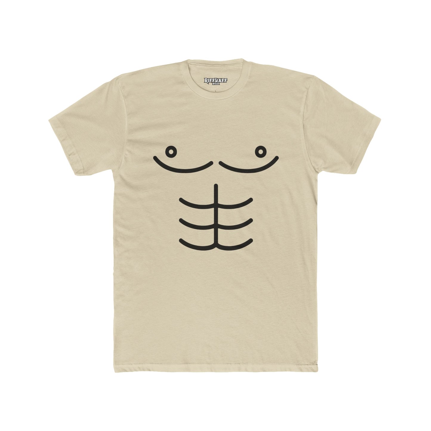 Funny Unisex Cotton Crew Tee - Cartoon Abs Design - Riff Raff Wear