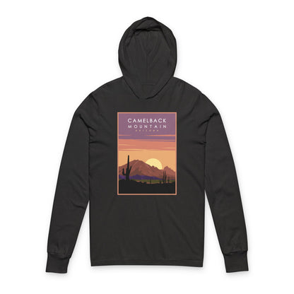 Hooded Long Sleeve Tee — Camelback Mountain Sunset Graphic