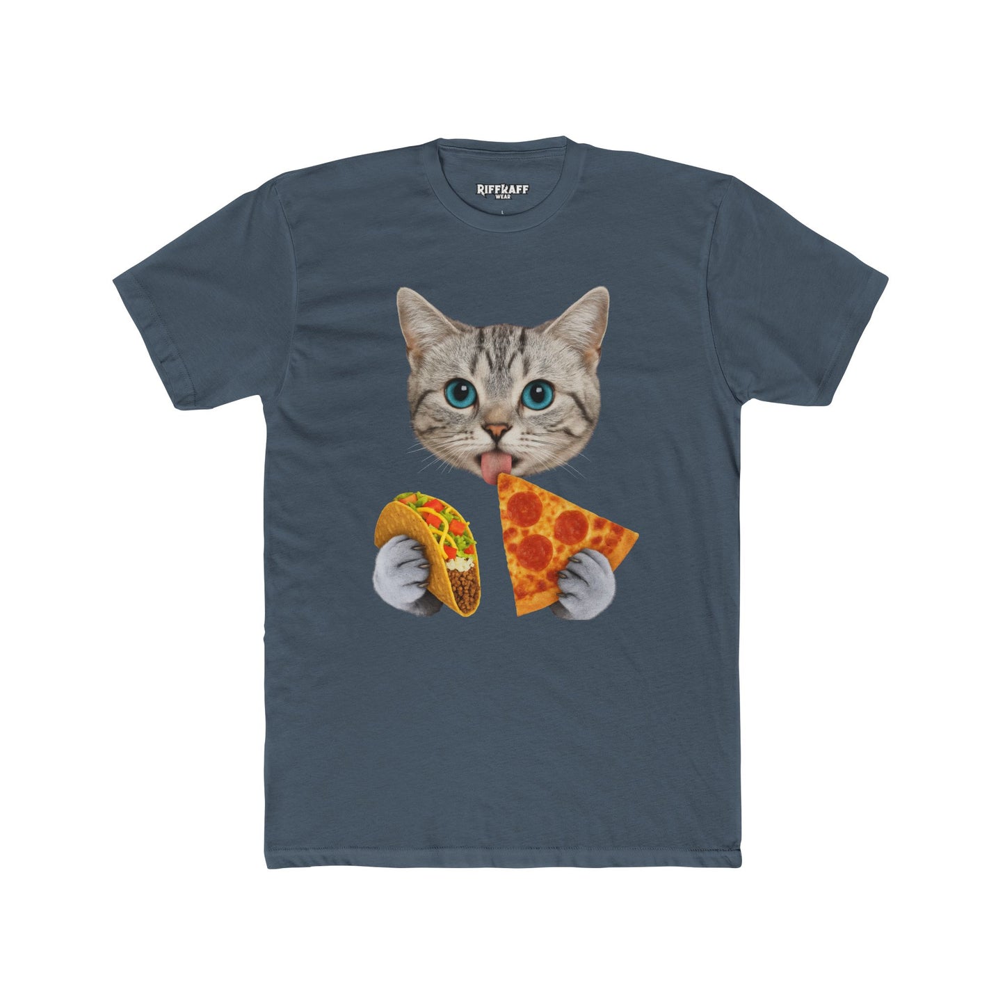 Funny Cat Pizza Taco Unisex Cotton Crew Tee - Riff Raff Wear