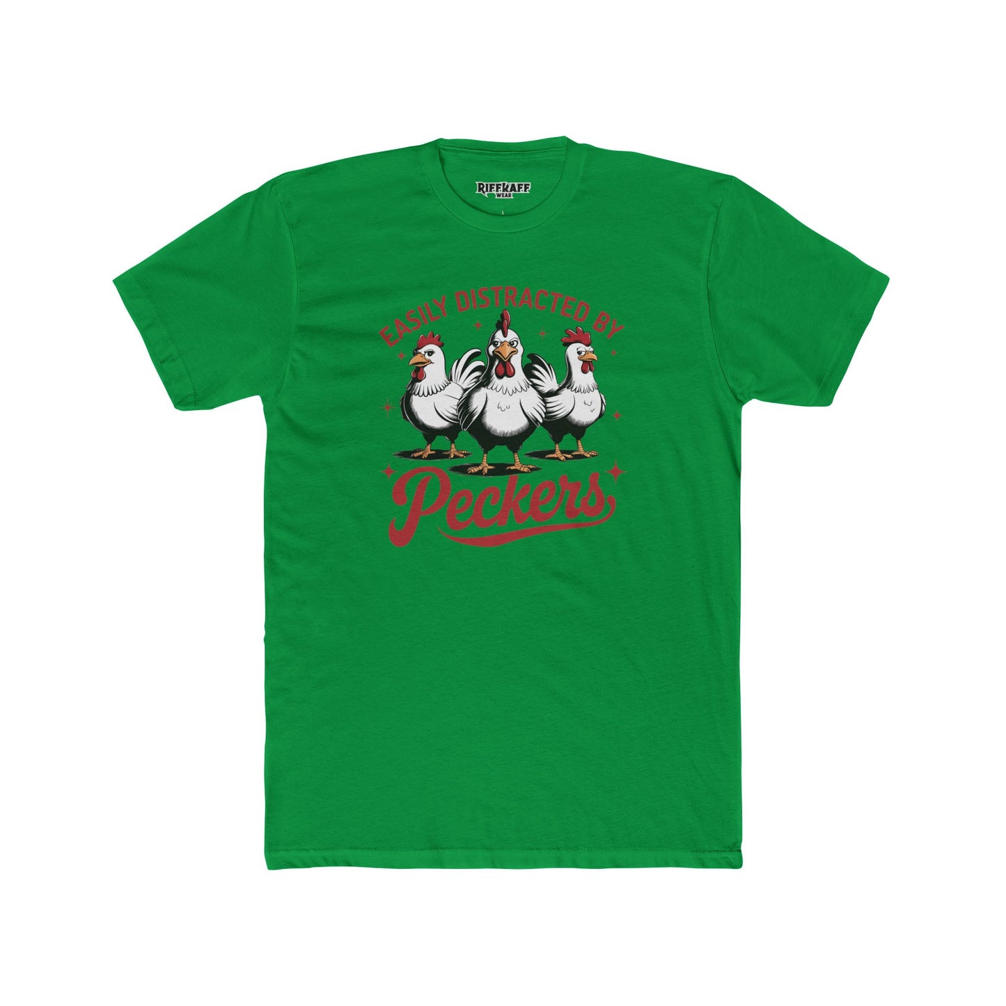 Easily Distracted by Peckers Unisex Cotton Crew Tee - Fun and Humorous Graphic T-Shirt - Riff Raff Wear