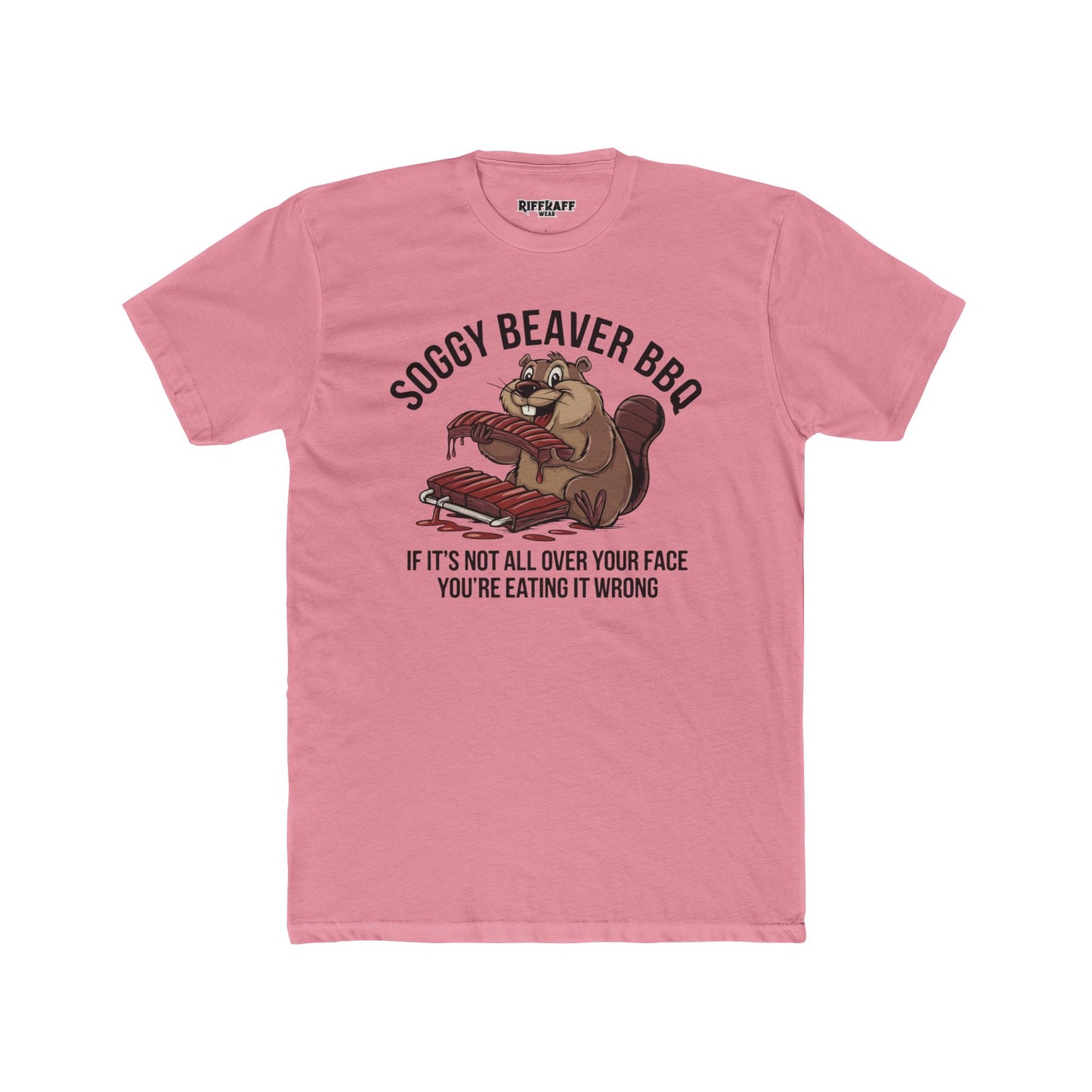 Soggy Beaver BBQ Unisex Cotton Crew Tee - Fun Foodie Shirt - Riff Raff Wear