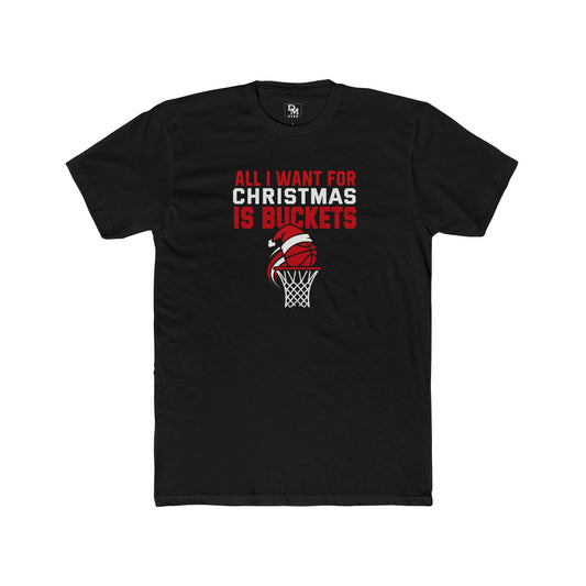 Basketball Christmas Tee — "All I Want For Christmas Is Buckets" Holiday Shirt
