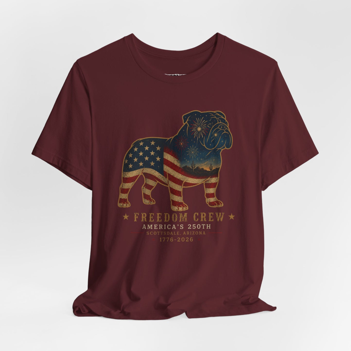 Freedom Crew English Bull Dog T-Shirt – Patriotic Bulldog Flag Tee