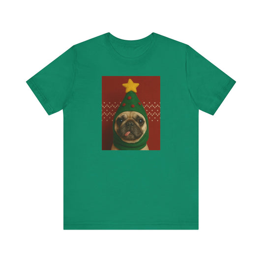 Christmas Pug Tee | Unisex Jersey Short Sleeve Tee, Fun Holiday T-Shirt, Cute Dog Shirt, Gift for Pet Lovers, Festive Apparel, Party Wear - Riff Raff Wear