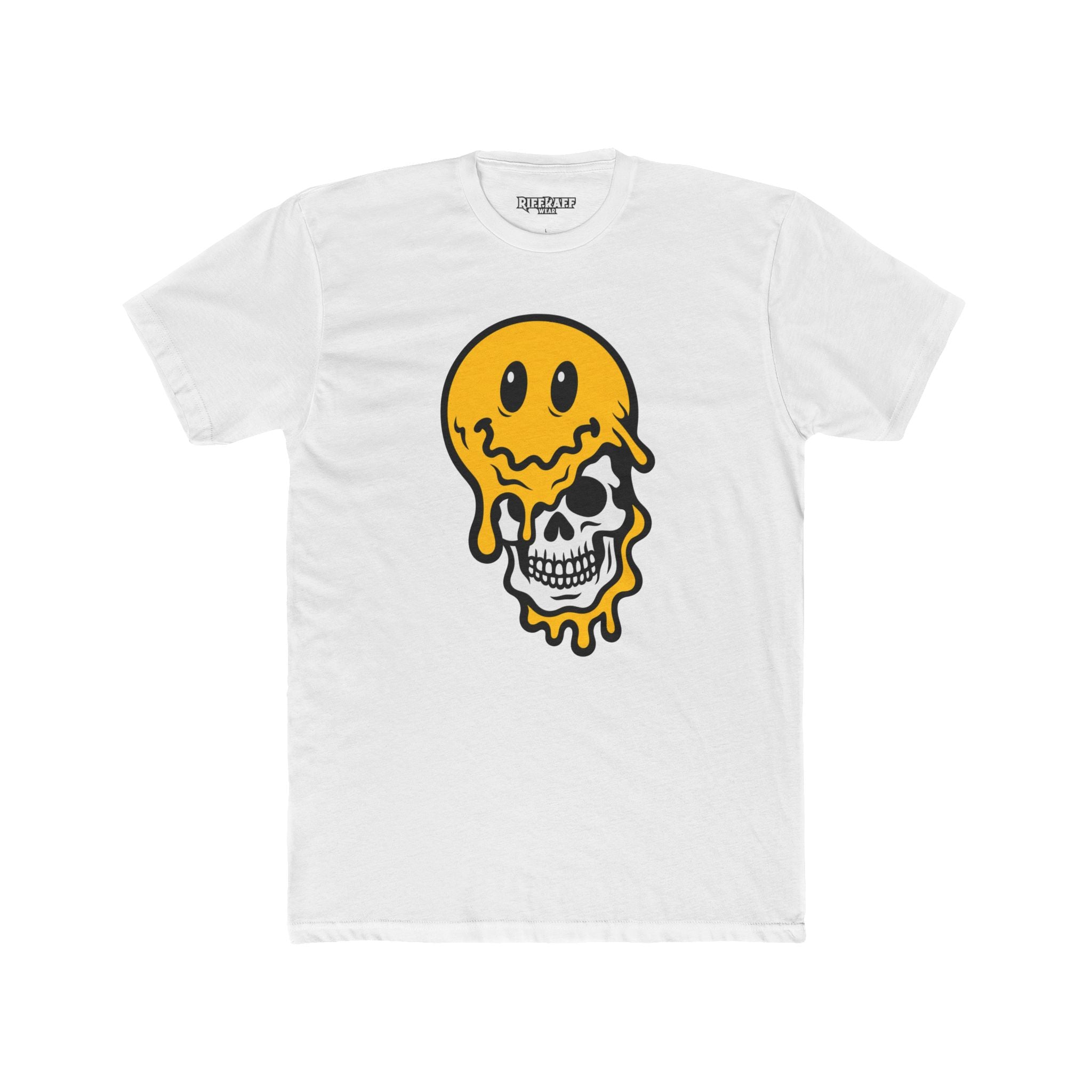 Trendy Graphic Tee: Melting Smile Skull Design - Unisex Cotton Crew Shirt, Casual Wear, Streetwear