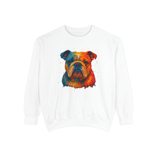 Vibrant Bulldog Sweatshirt - Cozy, Garment-Dyed Unisex Style - Riff Raff Wear