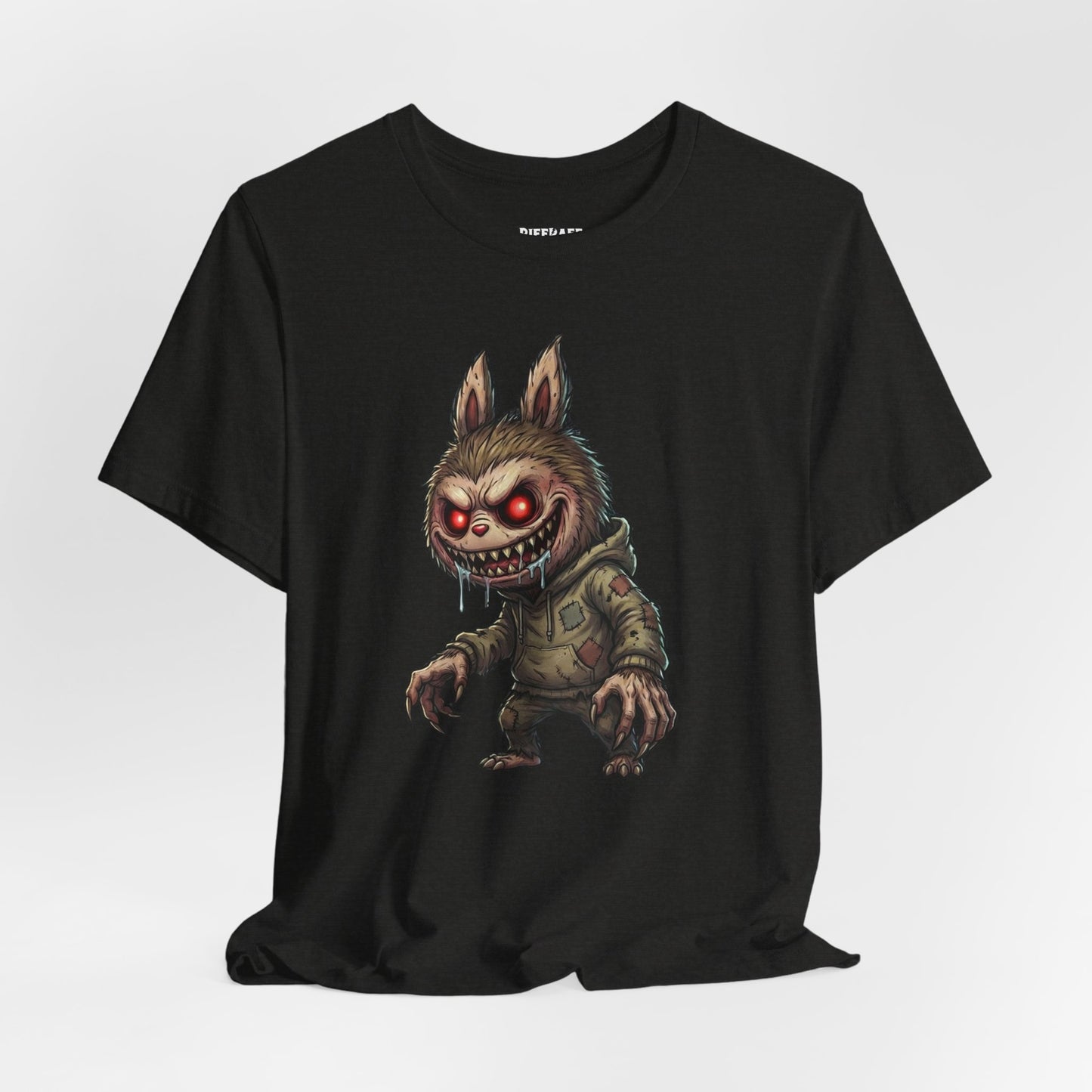 Graphic Tee — Creepy Bunny Monster Front with "F*** You and Your Lab***" Bold Back