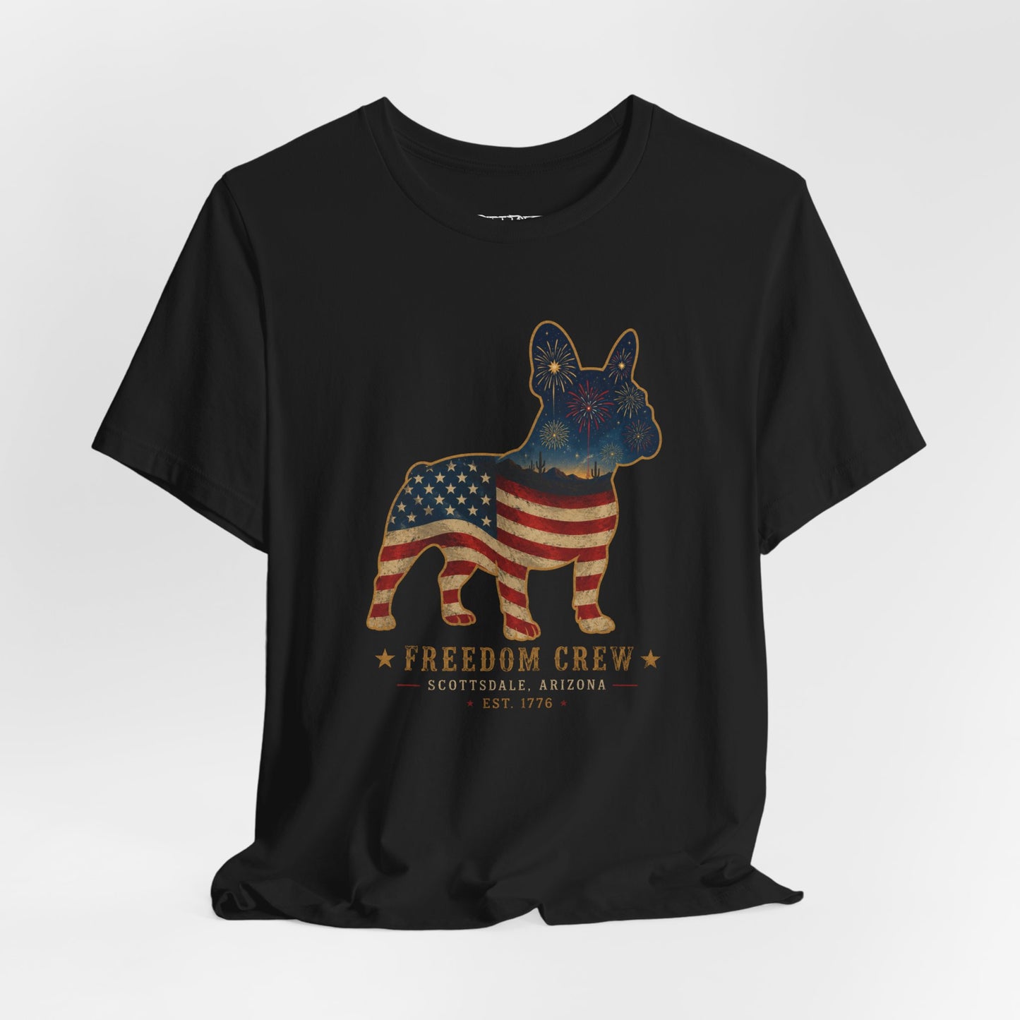 Freedom Crew Frenchie T-Shirt – Patriotic Bulldog Flag Tee