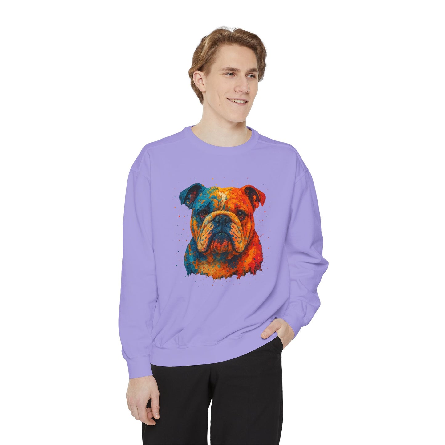 Vibrant Bulldog Sweatshirt - Cozy, Garment-Dyed Unisex Style - Riff Raff Wear