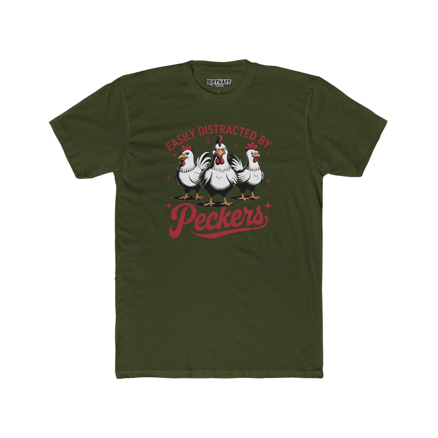 Easily Distracted by Peckers Unisex Cotton Crew Tee - Fun and Humorous Graphic T-Shirt - Riff Raff Wear