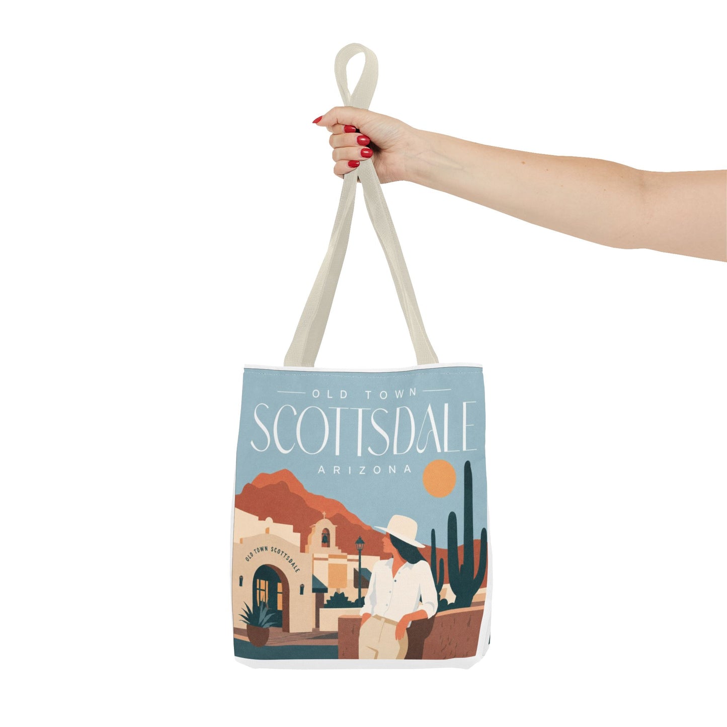 Scottsdale Arizona Vintage Travel Tote Bag — Old Town Desert Poster Design