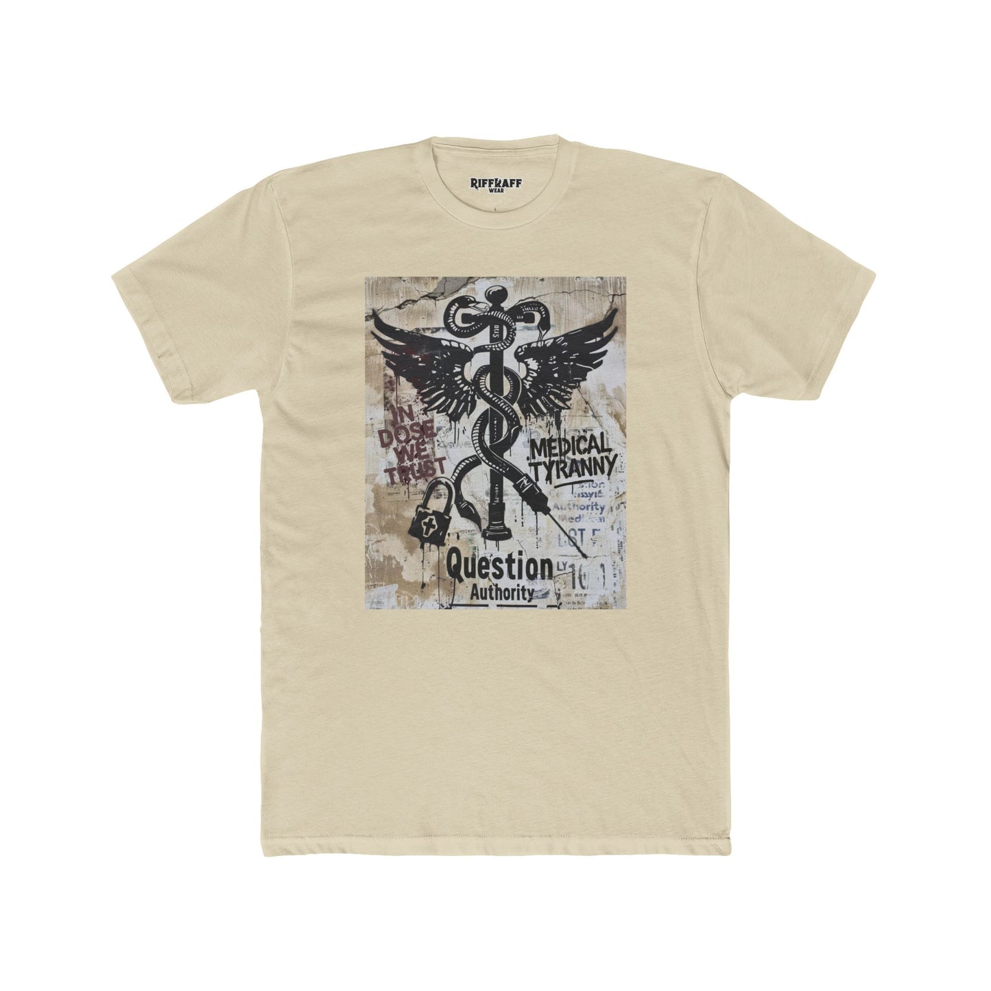 Unisex Cotton Crew Tee - Question Authority   Free Thinkers Political Art - Riff Raff Wear