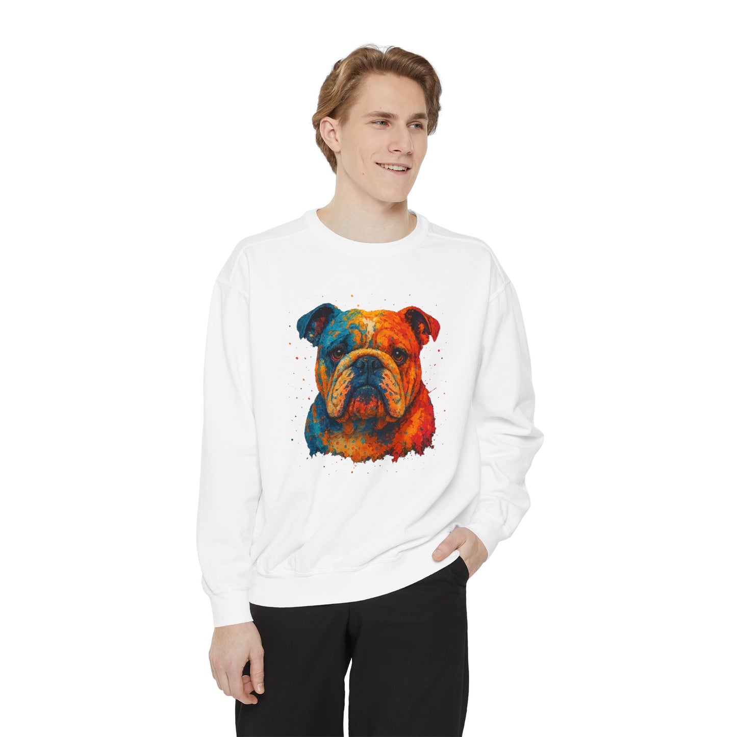 Vibrant Bulldog Sweatshirt - Cozy, Garment-Dyed Unisex Style - Riff Raff Wear