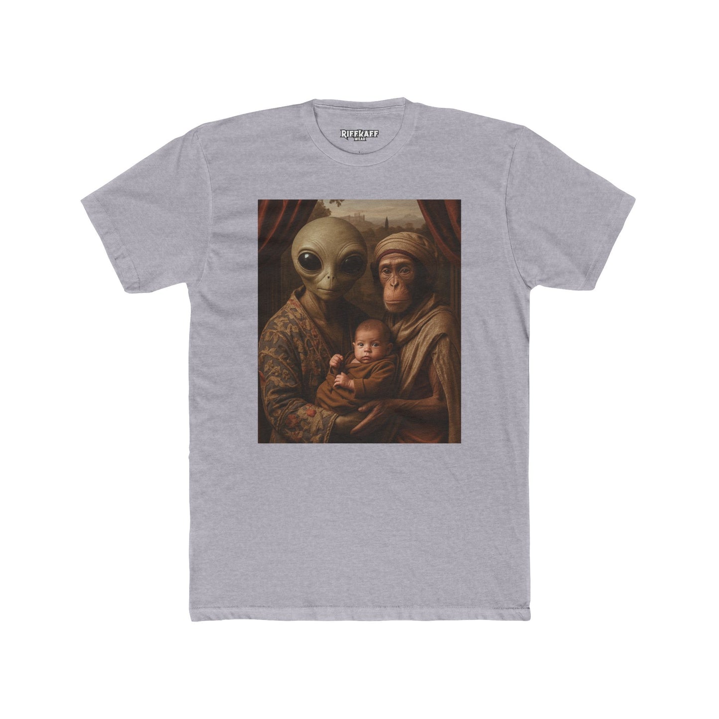 Early Earth Alien Family Portrait Unisex Cotton Crew Tee - Riff Raff Wear