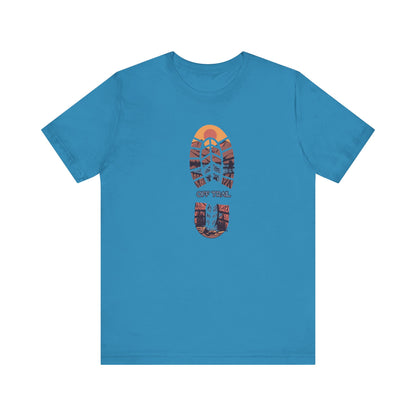 Off Trail Boot Print Unisex Jersey Short Sleeve Tee