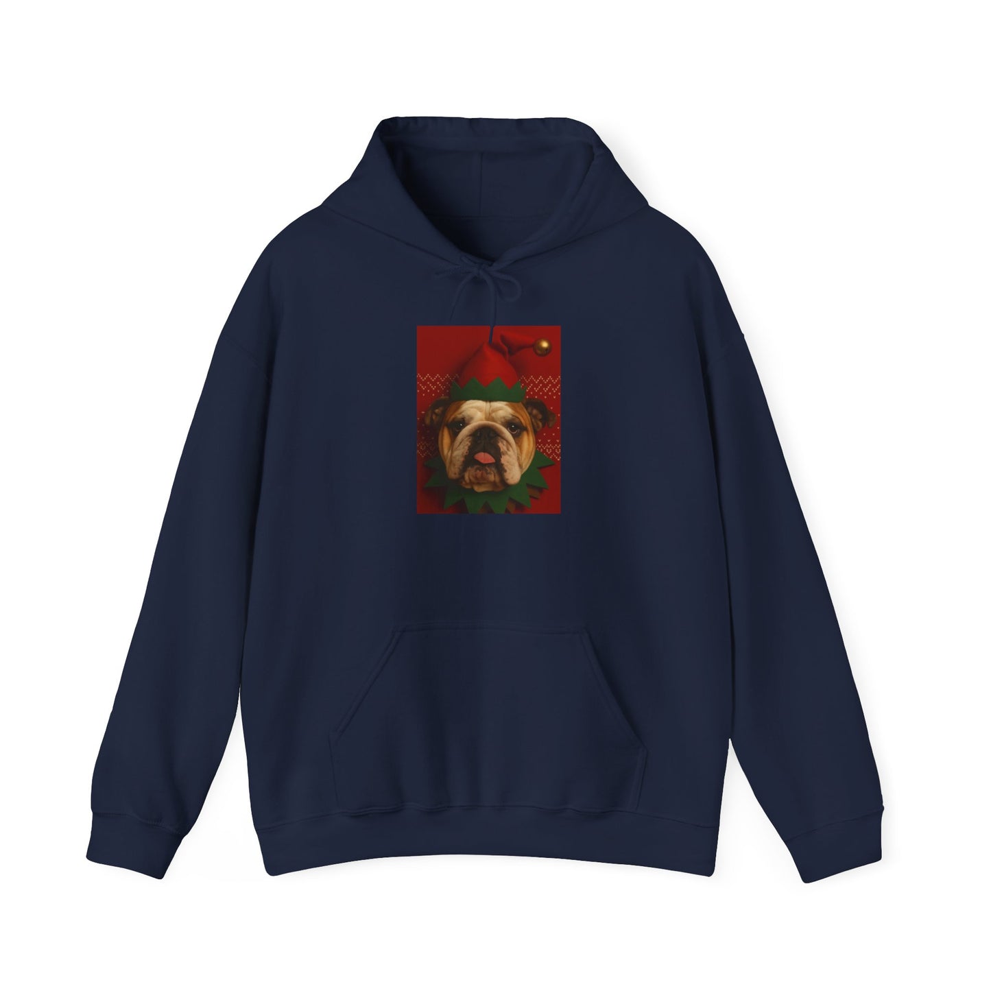 Christmas Bulldog Hoodie, Unisex Heavy Blend Sweatshirt, Funny Pet Gift, Holiday Apparel, Cozy Pullover, Festive Dog Sweatshirt - Riff Raff Wear