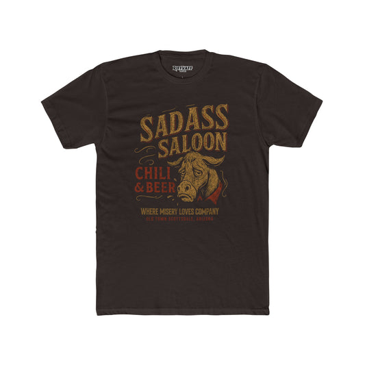 Sad Ass Saloon Unisex Cotton Crew Tee - Chili & Beer Graphic Tee for Fun Nights Out - Riff Raff Wear