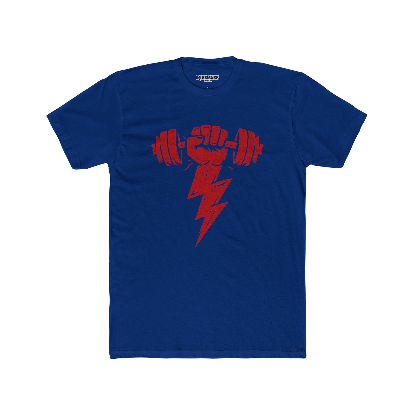 Motivational Gym Crew Tee - Bold Fist & Dumbbell Design - Riff Raff Wear