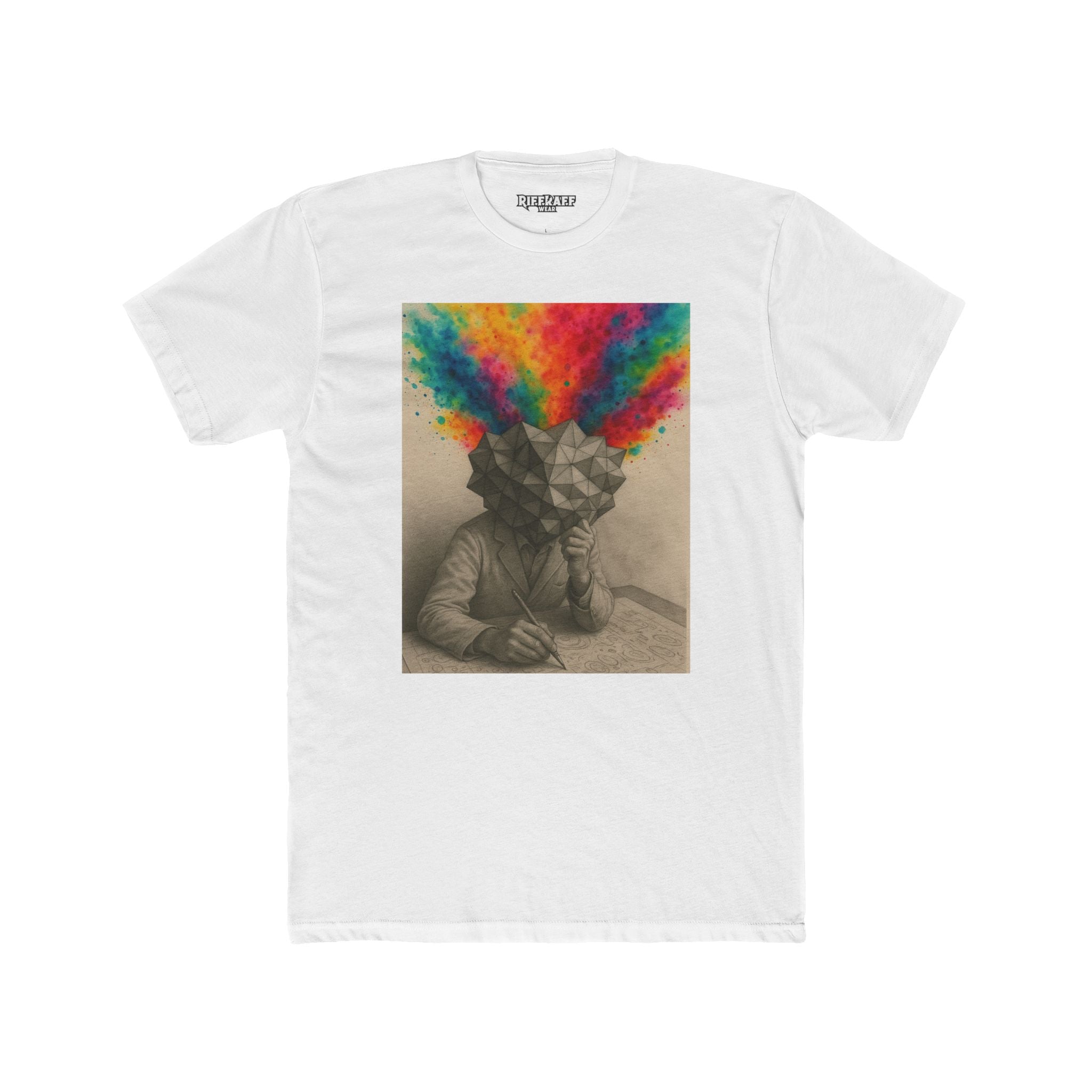 Creative Mind Unisex Cotton Crew Tee - Colorful Brain Design T-Shirt - Riff Raff Wear