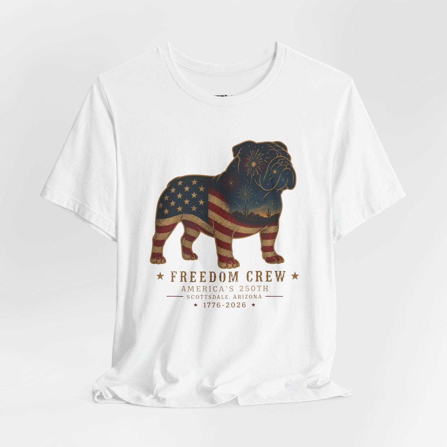 Freedom Crew English Bull Dog T-Shirt – Patriotic Bulldog Flag Tee
