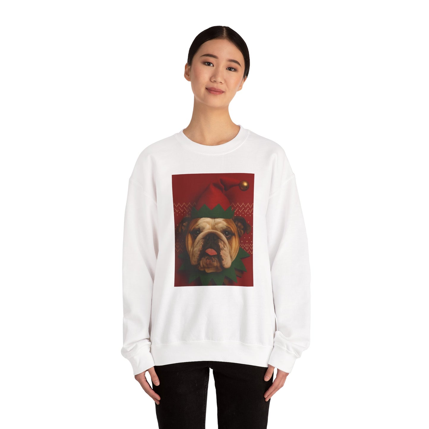 Festive Bulldog Christmas Sweatshirt, Cozy Sweatshirt, Holiday Apparel, Dog Lover Gift, Christmas Sweater, Fun Winter Outfit - Rif Raff Wear