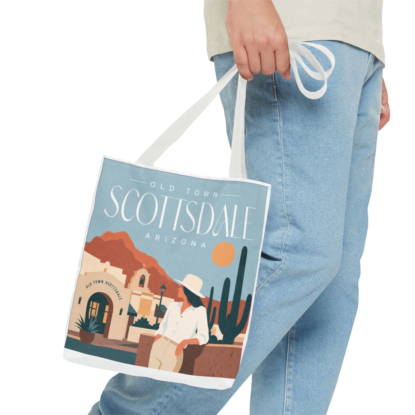 Scottsdale Arizona Vintage Travel Tote Bag — Old Town Desert Poster Design