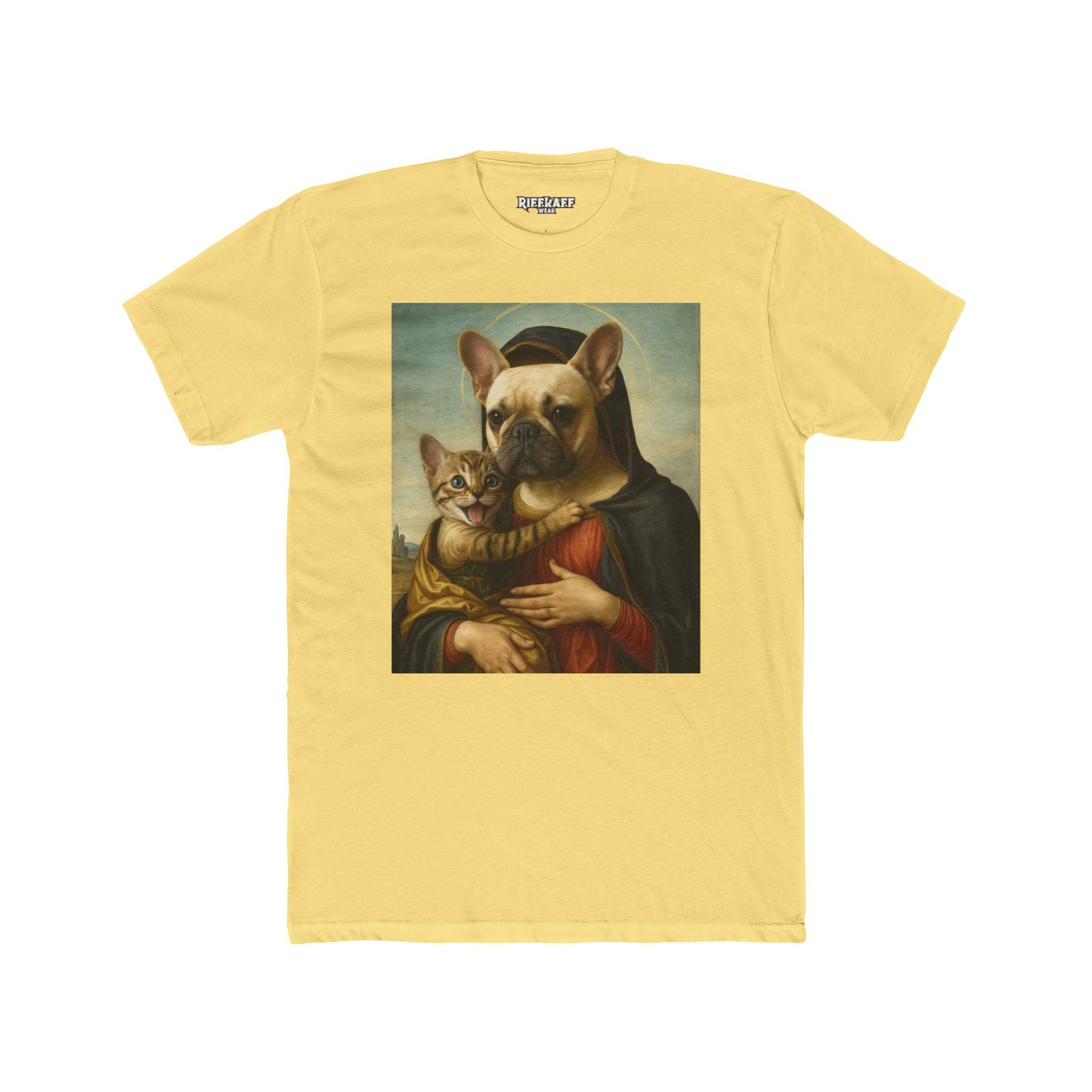 Funny Pet Portrait Unisex Cotton Crew Tee - Cat & Dog Art Tee - Riff Raff Wear