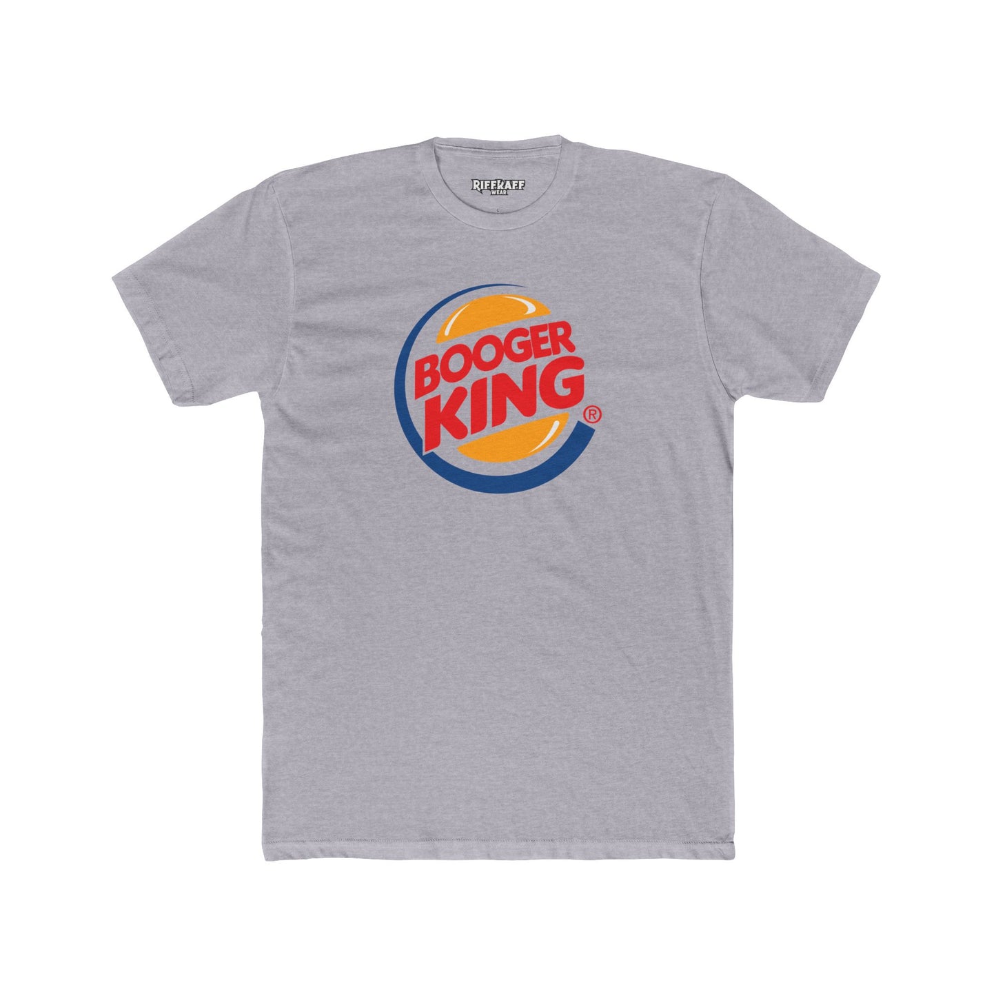 Funny 'Booger King' Unisex Cotton Crew Tee - Humorous T-Shirt for Kids and Adults - Parody Logo Series - Riff Raff Wear
