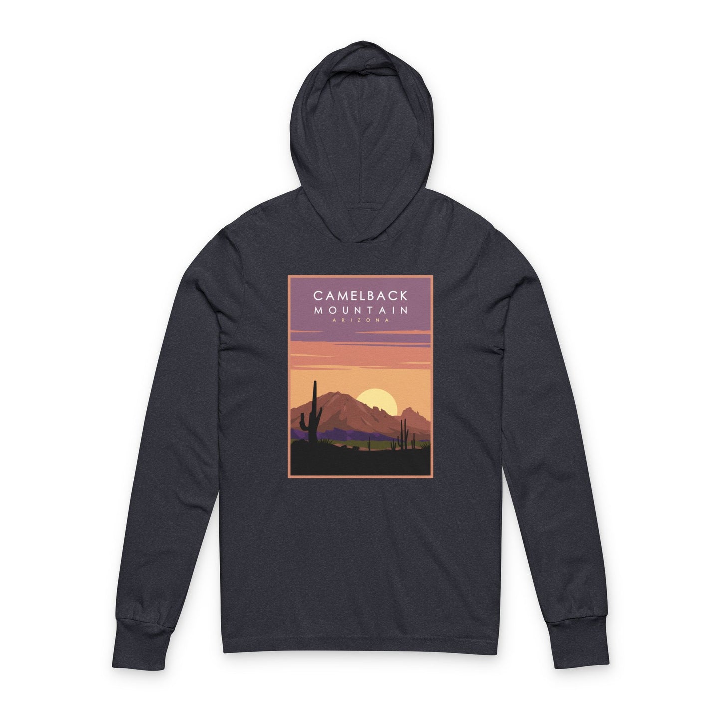 Hooded Long Sleeve Tee — Camelback Mountain Sunset Graphic