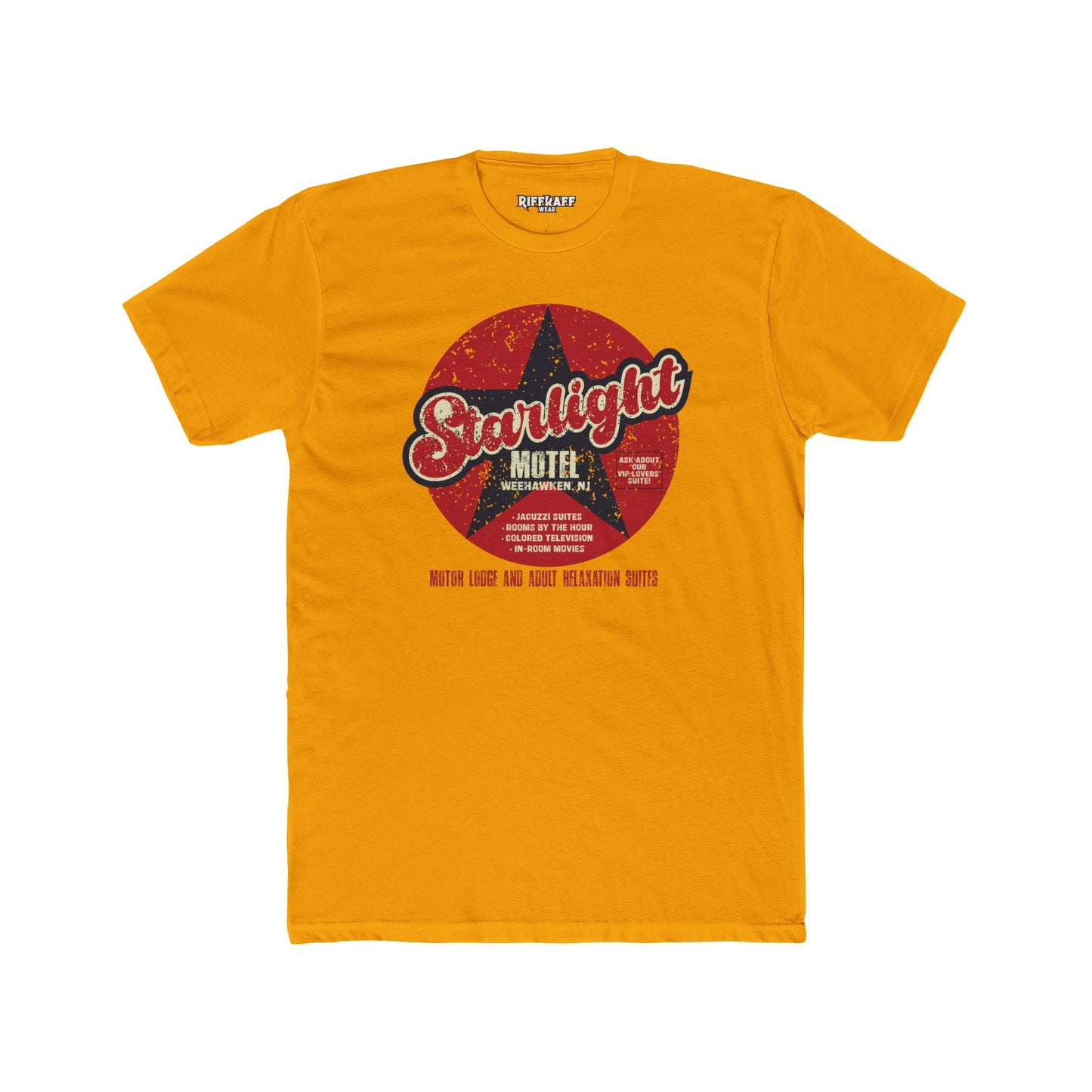 Vintage Starlight Motor Unisex Cotton Crew Tee - Hourly, Nightly, and Regretfully - Riff Raff Underground