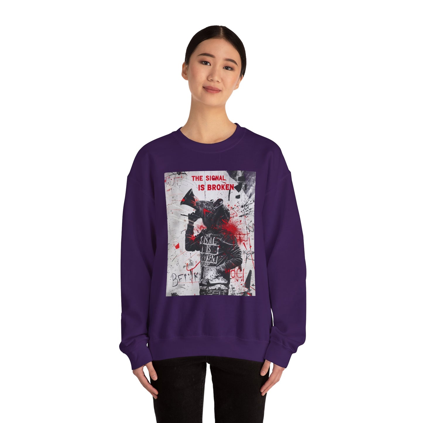 Unisex Crewneck Sweatshirt - "The Signal is Broken" Graphic Design - Riff Raff Wear