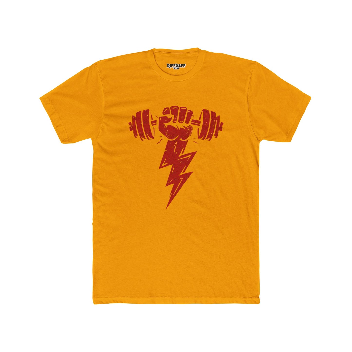Motivational Gym Crew Tee - Bold Fist & Dumbbell Design - Riff Raff Wear