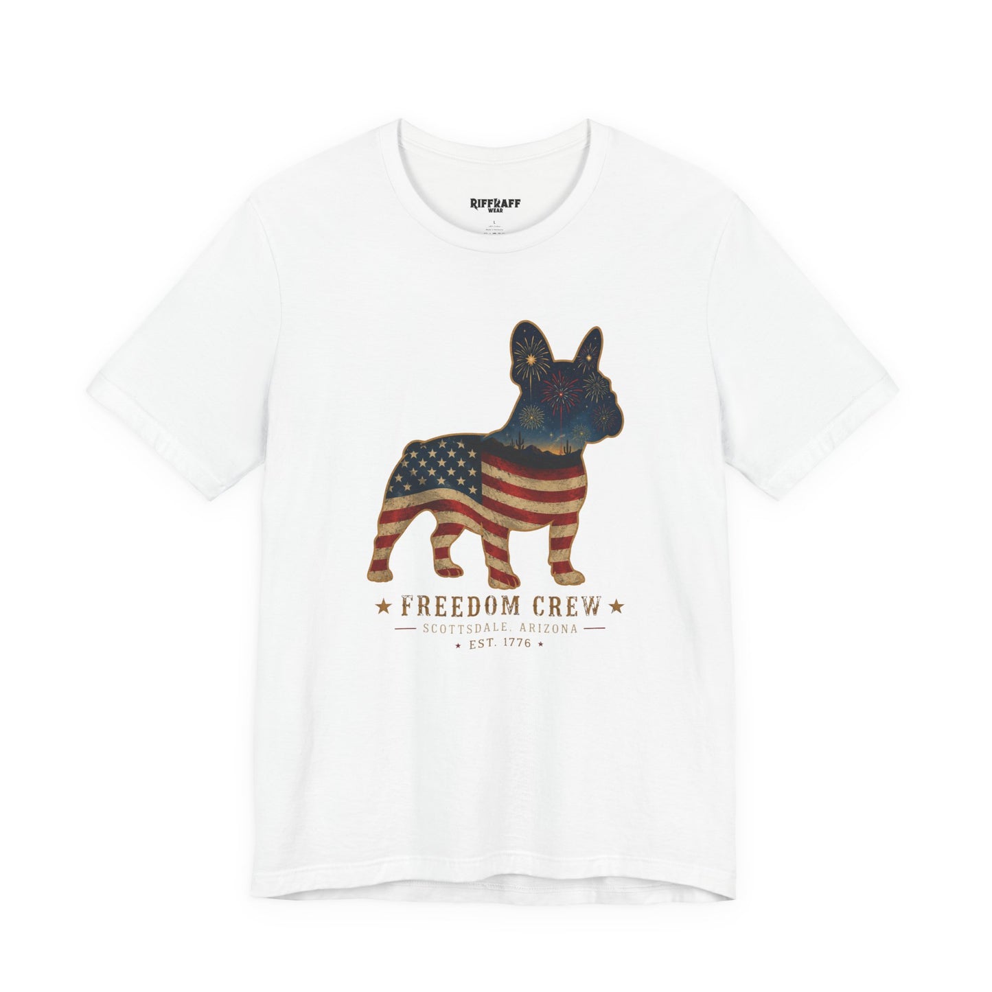 Freedom Crew Frenchie T-Shirt – Patriotic Bulldog Flag Tee