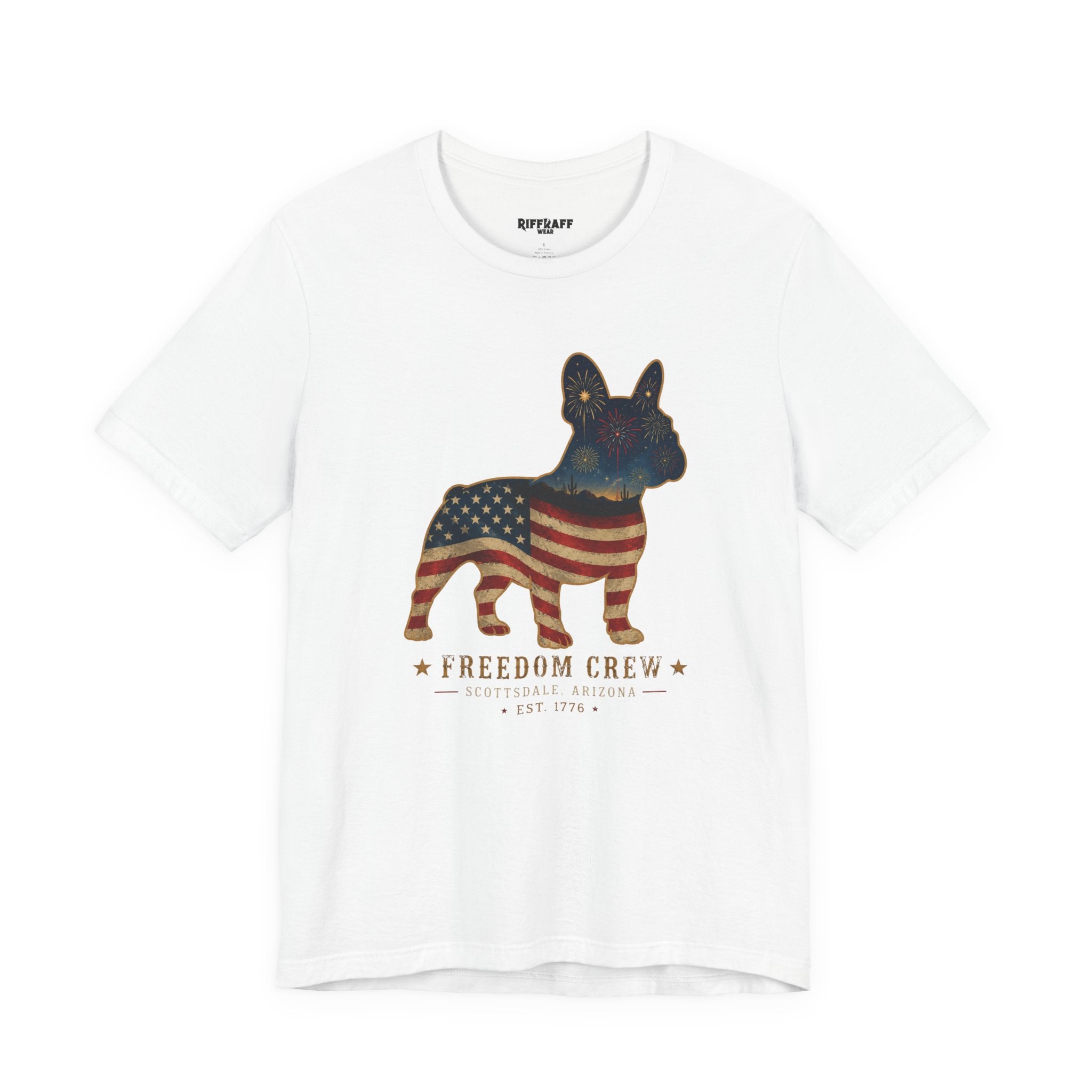 Freedom Crew Frenchie T-Shirt – Patriotic Bulldog Flag Tee