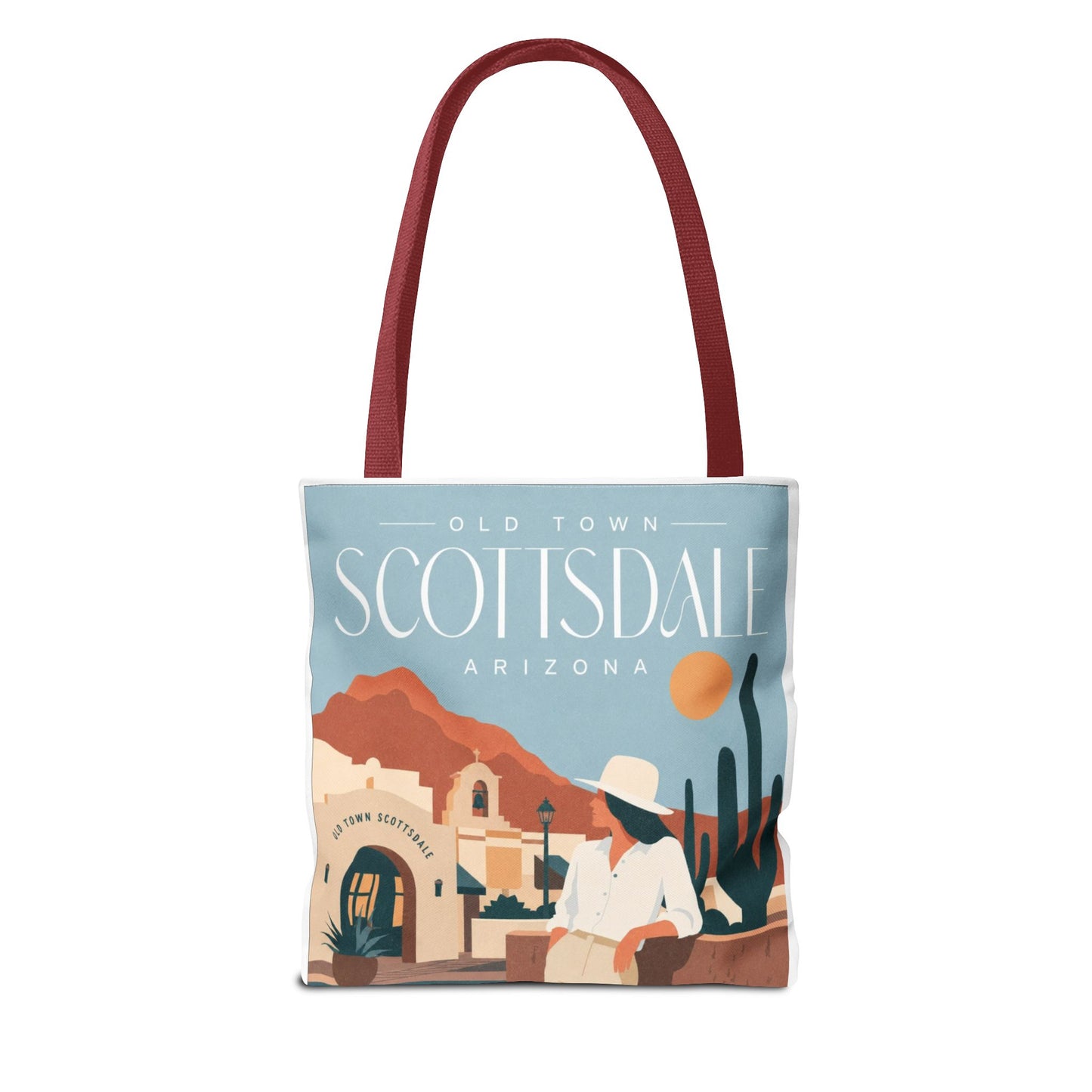 Scottsdale Arizona Vintage Travel Tote Bag — Old Town Desert Poster Design