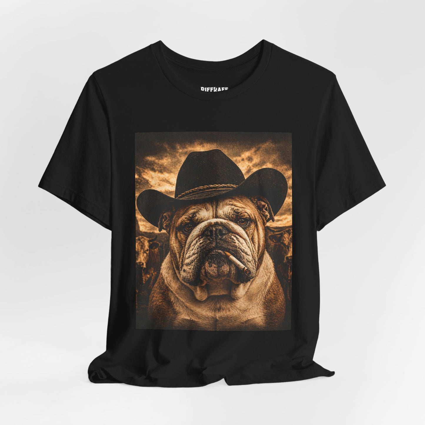 Bulldog Cowboy T‑Shirt  Vintage Western Dog Graphic Tee - Riff Raff Wear